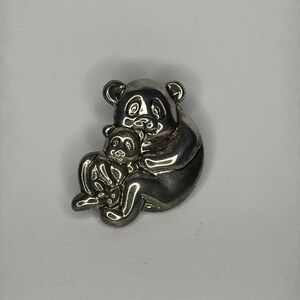 Elegant Silver Panda Pin